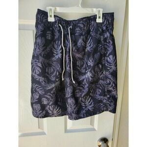 Bass Pro Shops Black and Gray Tropical Pattern Swim Trunks Size S